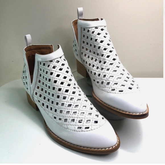 Jeffrey Campbell Cutout Taggart Booties | White Leather | - Picture 1 of 16